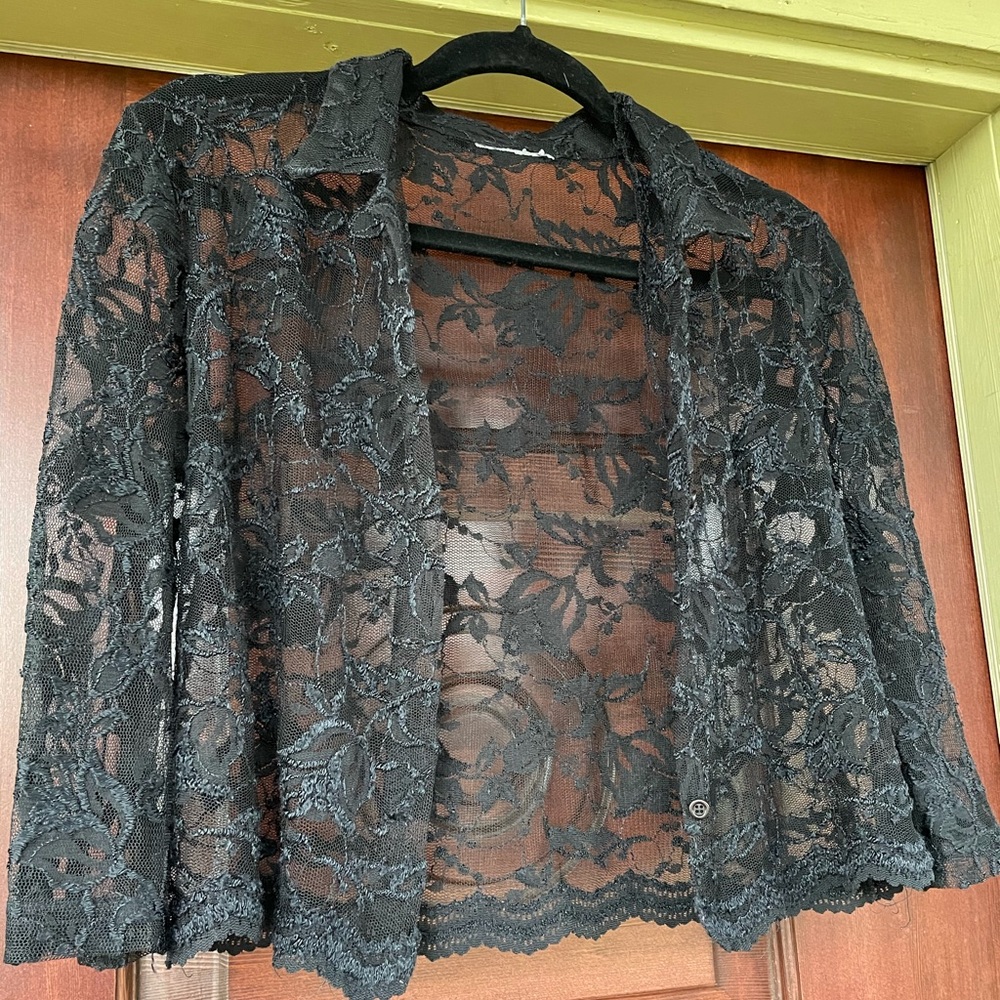 Vintage Black Lace Blouse Top - Picture 2 of 5